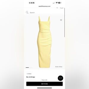 Bec and Bridge - Karina Tuck Midi Dress - Size Small - butter yellow - NWT